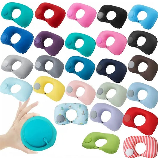 Milk Silk Inflatable U-Shaped Travel Neck Pillow, Portable