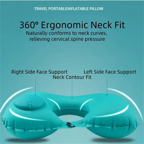 Milk Silk Inflatable U-Shaped Travel Neck Pillow, Portable