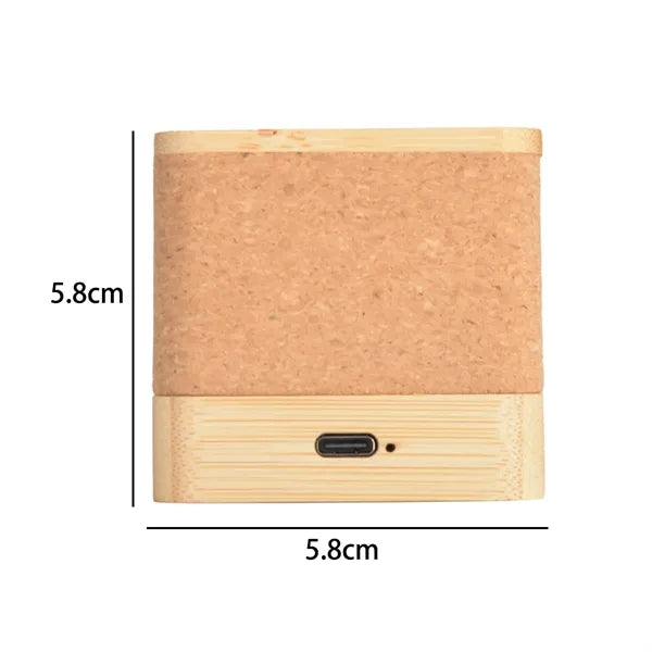 Wireless Square Bamboo & Cork Eco Friendly Portable Speaker
