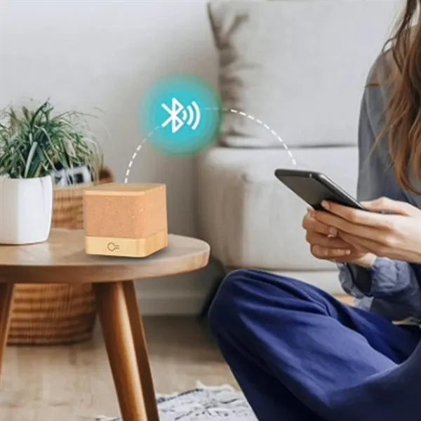 Wireless Square Bamboo & Cork Eco Friendly Portable Speaker