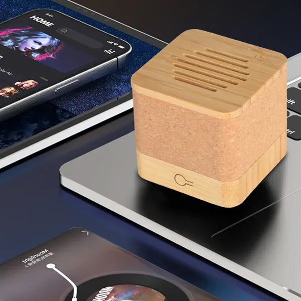 Wireless Square Bamboo & Cork Eco Friendly Portable Speaker