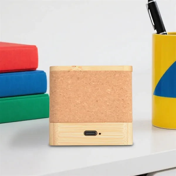 Wireless Square Bamboo & Cork Eco Friendly Portable Speaker