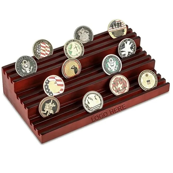 Solid Wood Military Coin Rack