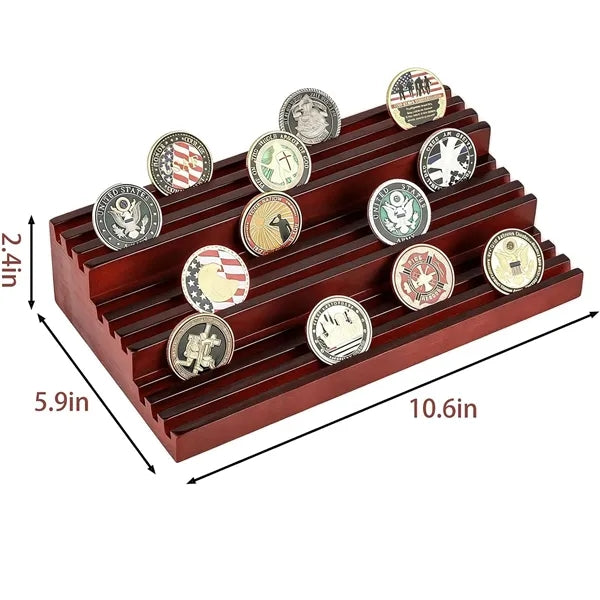 Solid Wood Military Coin Rack
