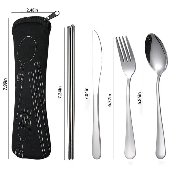 Outdoor Portable Stainless Steel Cutlery Set