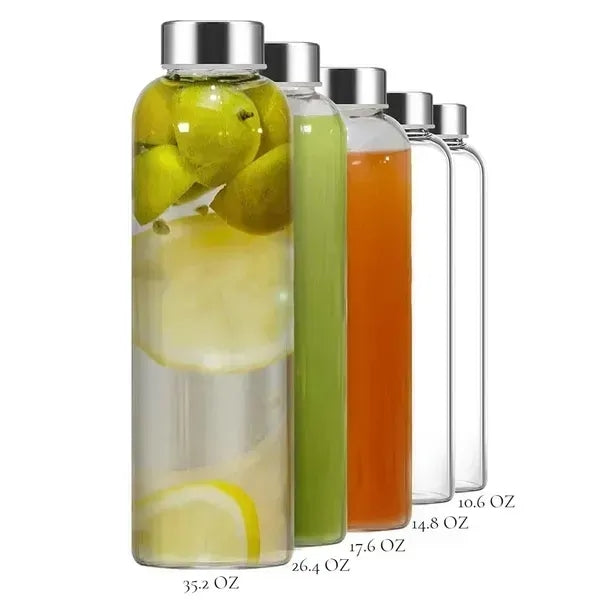 16oz Stainless Steel Caps Glass Water Bottles