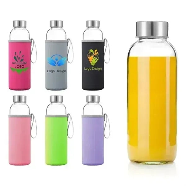 18OZ Glass Water Bottle With Sleeve