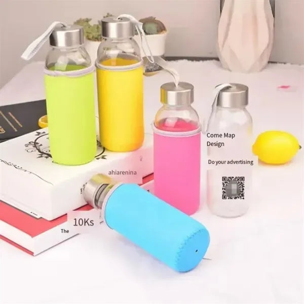 18OZ Glass Water Bottle With Sleeve