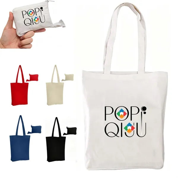 6oz Zipper Folding Canvas Tote Bag