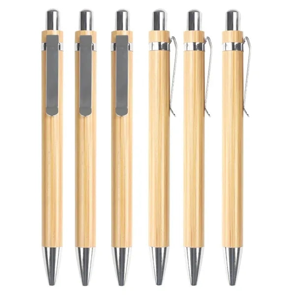 Eco Bamboo Pen with Metal Clip Double Coat Varnish