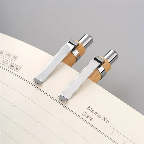 Eco Bamboo Pen with Metal Clip Double Coat Varnish