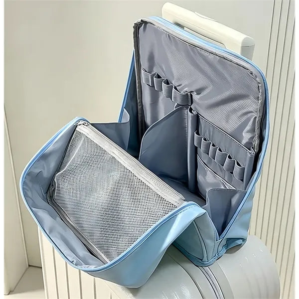 3 In 1 Vertical Large Opening PU Makeup Bag
