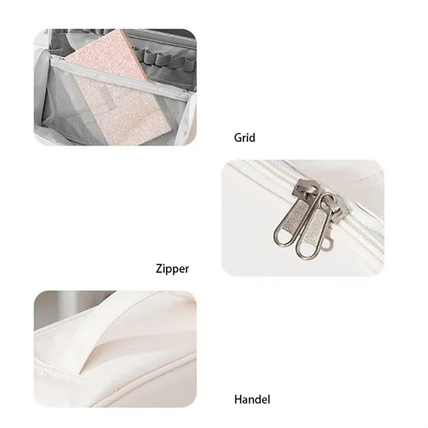 3 In 1 Vertical Large Opening PU Makeup Bag