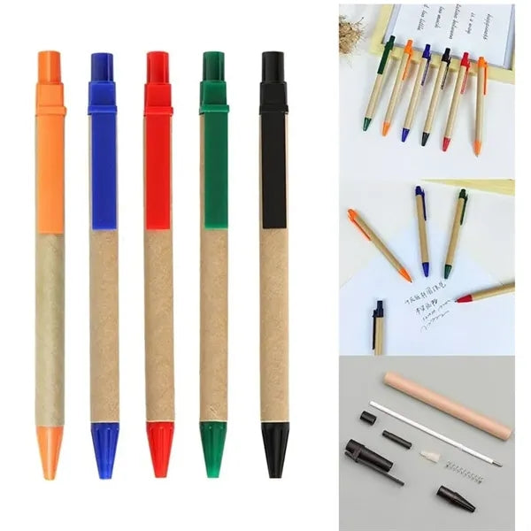 Eco Friendly Ink Kraft Paper Pen Retractable Ballpoint ABS