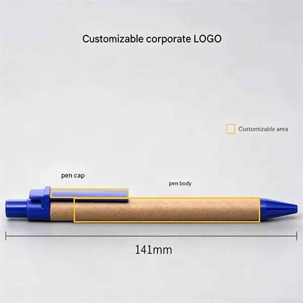 Eco Friendly Ink Kraft Paper Pen Retractable Ballpoint ABS