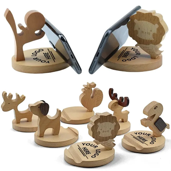 Animal Shape Solid Wood Phone Stand For Desktop
