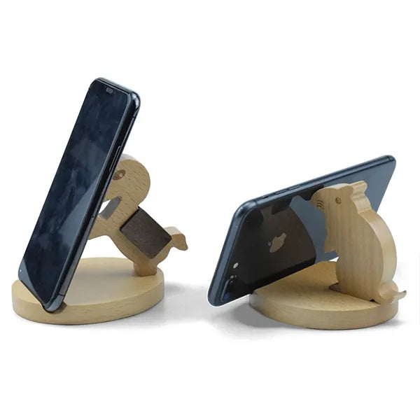 Animal Shape Solid Wood Phone Stand For Desktop