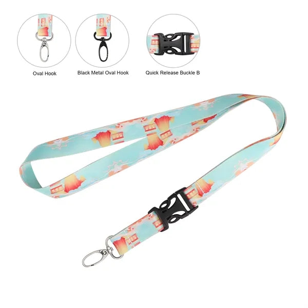 3/4" Sublimation Detachable ID Lanyard W/ Oval Hook