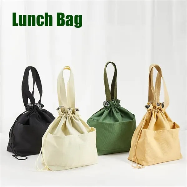 Portable Food Container Carrier Drawstring Lunch Bag