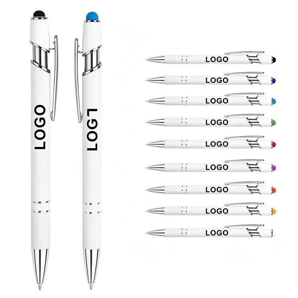 White Aluminum Barrel Capacitive Touch Stylus Ballpoint Pen