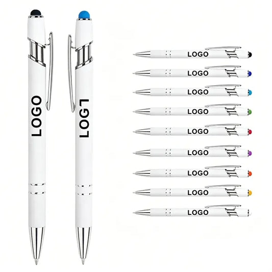 White Aluminum Barrel Capacitive Touch Stylus Ballpoint Pen