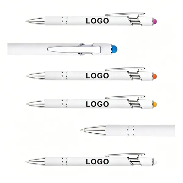 White Aluminum Barrel Capacitive Touch Stylus Ballpoint Pen