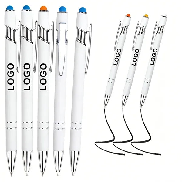 White Aluminum Barrel Capacitive Touch Stylus Ballpoint Pen