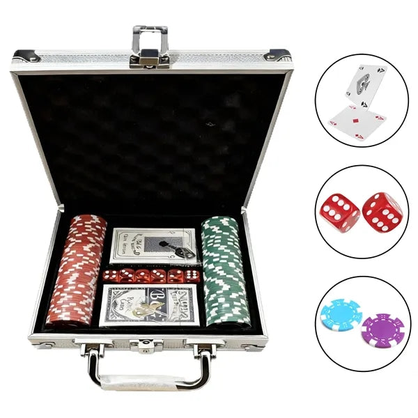 100 Piece Of Poker Chip Set With Aluminum Case