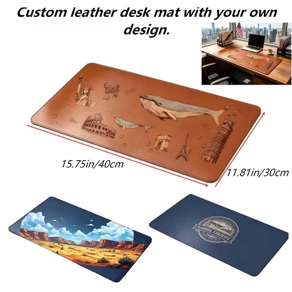 Logo PU Leather Desk Mat Waterproof Mouse Pad