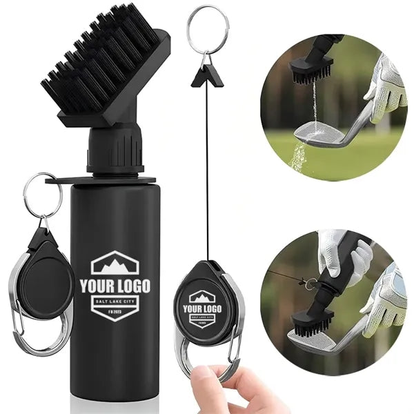Golf Club Brush Cleaner with Retractable Clip