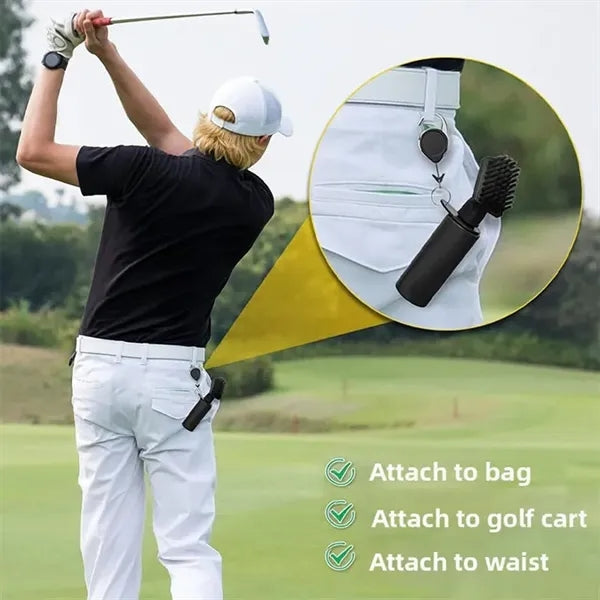Golf Club Brush Cleaner with Retractable Clip