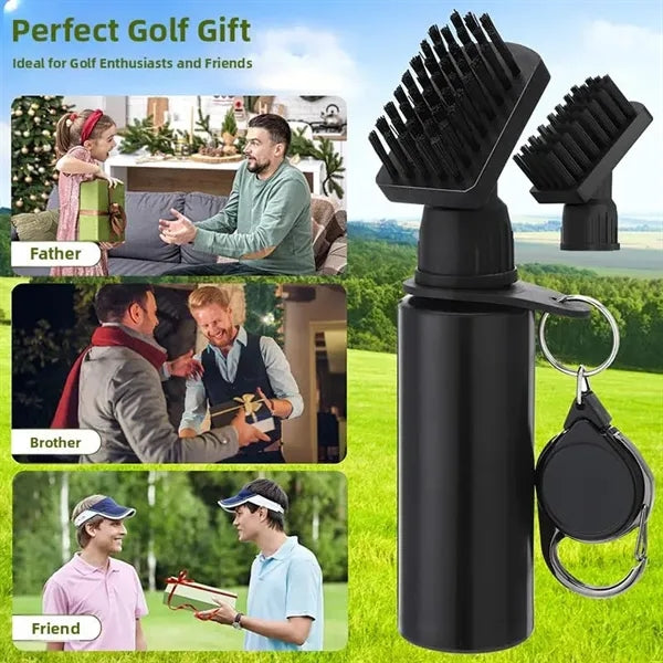 Golf Club Brush Cleaner with Retractable Clip