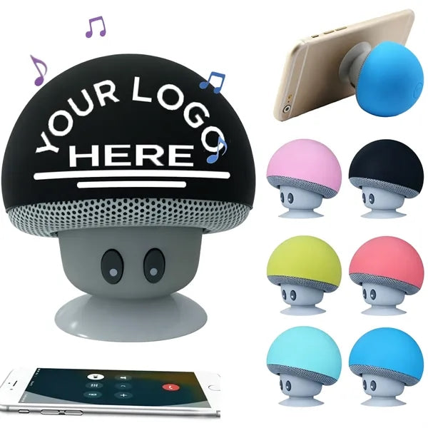 Mini Mushroom Wireless Speaker with Suction Cup Phone Stand