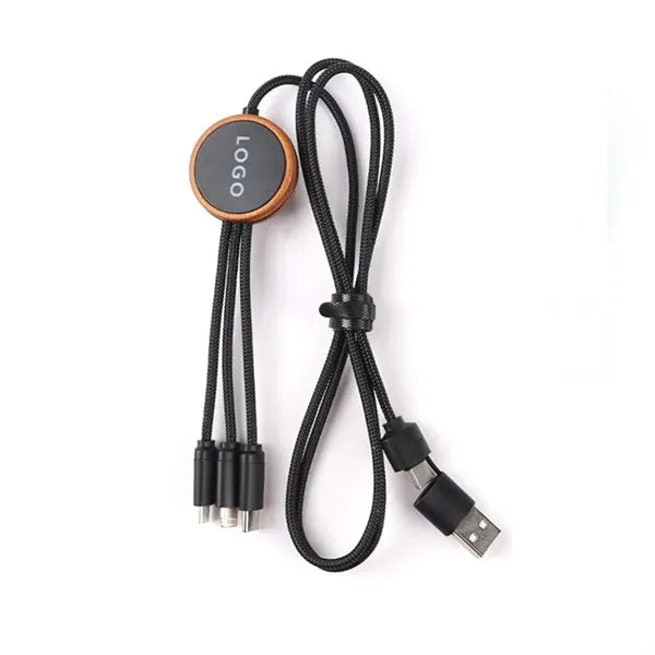 5 in 1 Bamboo Light Up Logo Charging Cable