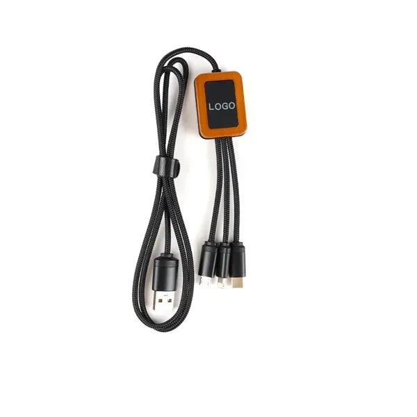 5 in 1 Bamboo Light Up Logo Charging Cable