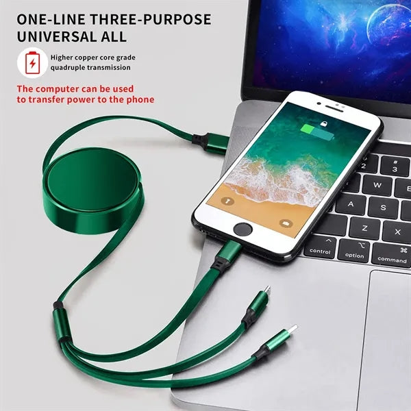 Multi fast charging Cables,Retractable 3-in-1 Cable