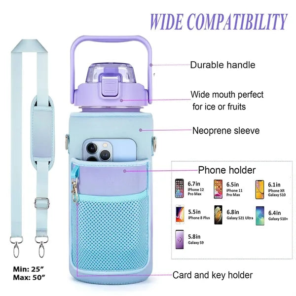 64OZ Water Bottle Cover with Strap Drink Sport Cup