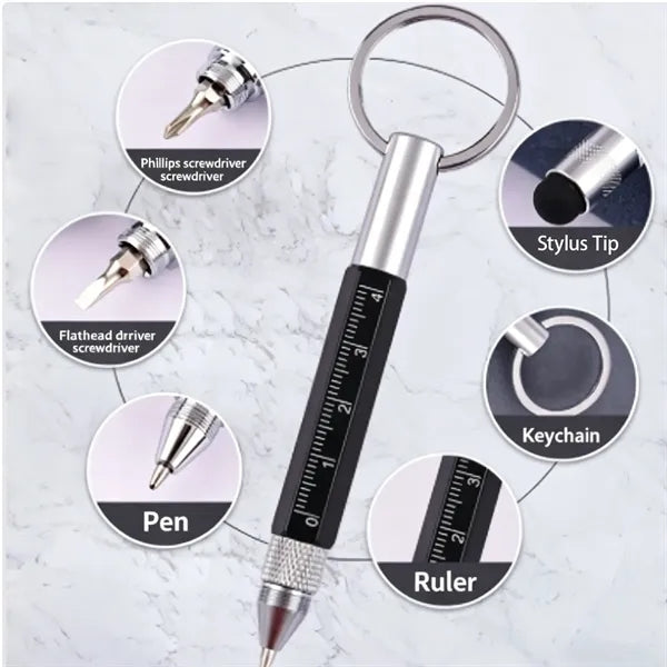 6 in 1 Metal Tool Pen with Attachment