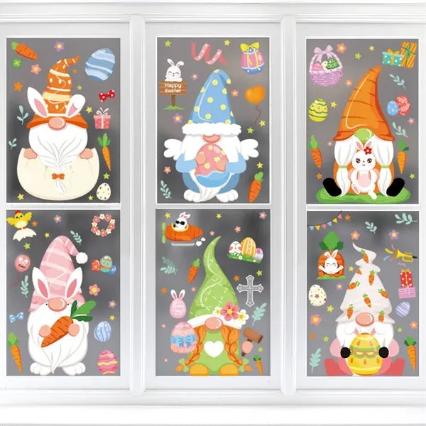 Easter egg bunny flower window stickers set