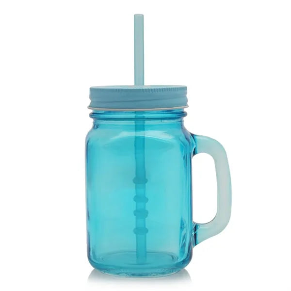 15 oz. Colored Mason Jars with Straw