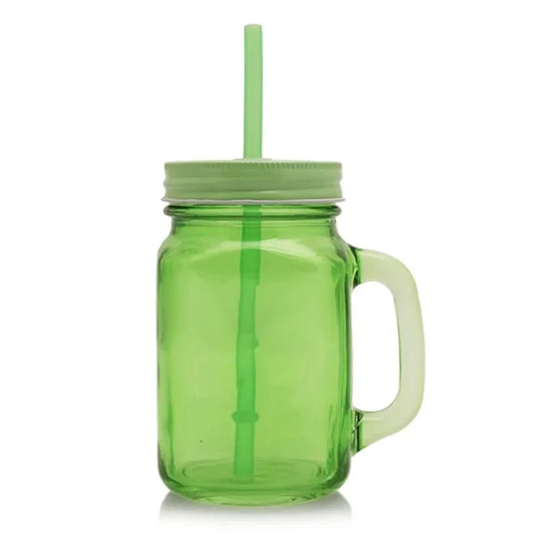15 oz. Colored Mason Jars with Straw