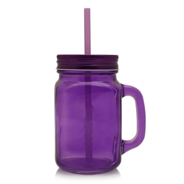 15 oz. Colored Mason Jars with Straw