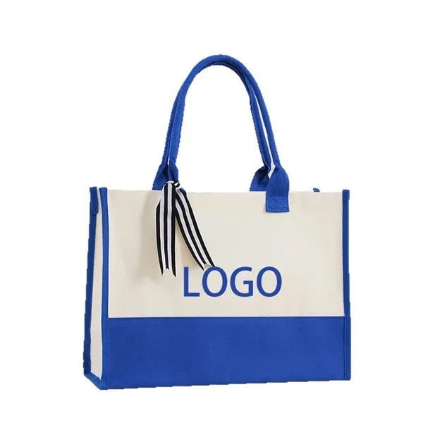 Logo Large Capacity Canvas Shopping Tote Bag