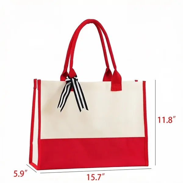 Logo Large Capacity Canvas Shopping Tote Bag
