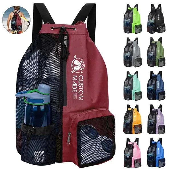 Foldable Nylon Mesh Polyester Gym Drawstring Sports Backpack