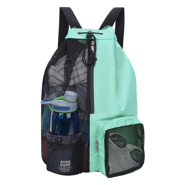 Foldable Nylon Mesh Polyester Gym Drawstring Sports Backpack