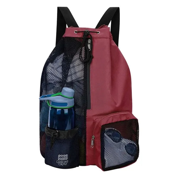 Foldable Nylon Mesh Polyester Gym Drawstring Sports Backpack