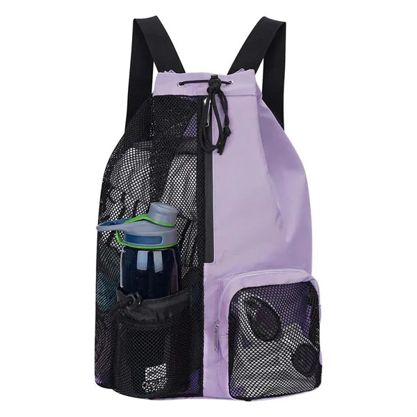 Foldable Nylon Mesh Polyester Gym Drawstring Sports Backpack