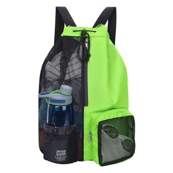 Foldable Nylon Mesh Polyester Gym Drawstring Sports Backpack