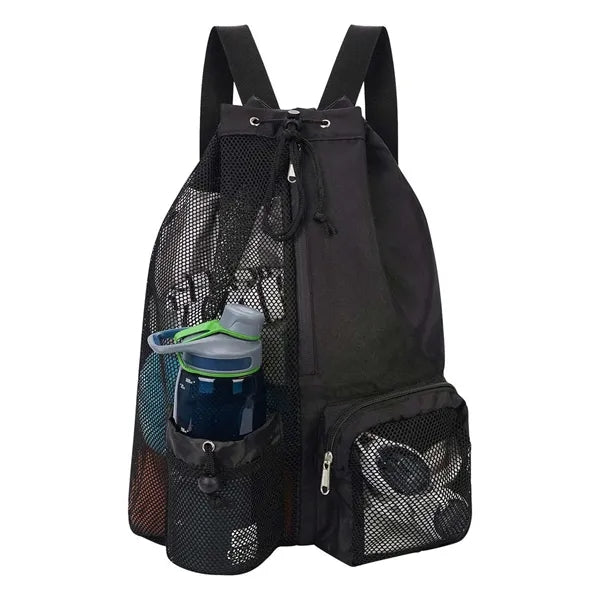 Foldable Nylon Mesh Polyester Gym Drawstring Sports Backpack